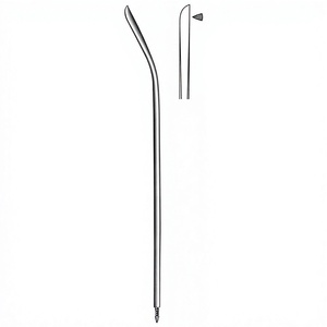 Aiguille de Redon 19,5 cm (7-3/4 pouces) 12 Charr, légèrement courbée, à pointe de couteau, extrémité filetée, pour drainage chirurgical, instrument médical - Product Image 1