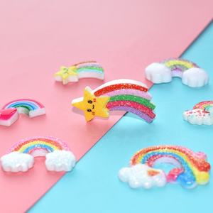 Cabochons en résine, 50 pièces assorties, motif nuage arc-en-ciel, designs de météores, Kawaii, pour enfant, cheveux ou accessoires de réfrigérateur - Product Image 3