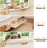 Hamac pour chat robuste perchoir de fenêtre grande literie pour chat avec cadre en bois et en métal pour utilisation avec seuil de fenêtre