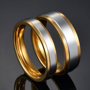 แหวนแต่งงานและหมั้นชุบทอง 14k 18k คุณภาพดี ทนทาน ราคาแพง สำหรับผู้ชายและผู้หญิง ทำจากสแตนเลส - Product Image 2
