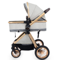 Poussette bébé en lin avec nacelle haute, siège inclinable multifonction pliable, landau de voyage pour nouveau-né jusqu'à 3 ans