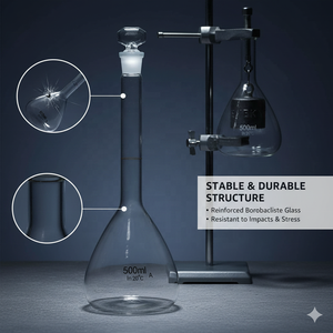 <span class=keywords><strong>Fiole</strong></span> volumétrique en verre borosilicaté 500 <span class=keywords><strong>ml</strong></span> Classe A avec bouchon en verre moulé, équipement <span class=keywords><strong>de</strong></span> laboratoire pour la chimie et la mesure scientifique - Product Image 2