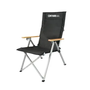 Alumínio leve encosto ajustável dobrável reclinável Camping cadeira