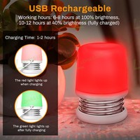 Veilleuse LED USB rechargeable LOHAS, couleur rouge, à pression, à intensité variable, design moderne pour chambre d'enfant, salle de bain