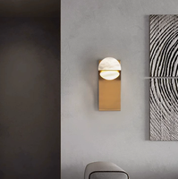 Applique murale LED moderne en acier inoxydable avec abat-jour en marbre, lumière blanc chaud réglable, montage en surface pour salon, chambre à coucher, luxe