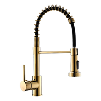 Keran Dapur Modern Bahan Paduan Seng Hitam, Tuas Tunggal, Pemasangan di Atas Meja, Air Panas Dingin, Mixer Wastafel, Lapisan Keramik Premium, Finishing Brushed