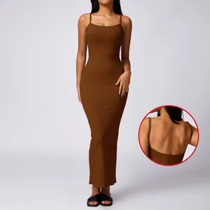 Tùy chỉnh 2024 phụ nữ mới seammless Body Shaper giảm béo Shapewear Bodycon Midi định hình Váy Mùa Hè Strappy Dress
