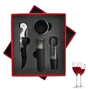 xnmaysun不锈钢4件葡萄酒配件工具开瓶器礼品盒套装定制标志上的畅销书产品