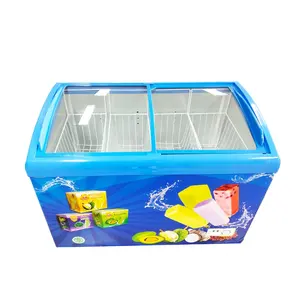 300L used mini small chiller glass door display ice cream icecream for supermarket