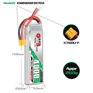 GNB GAONENG 4000mah 3S 11.1V 70C 140C XT60 RC LiPo แบตเตอรี่ ประสิทธิภาพการปล่อยประจุสูง - Product Image 2