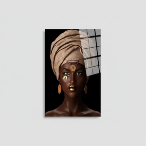 Elegante Obra de Arte Impresa en Lienzo con Mujer Africana para Decoración del Hogar, ARTE EN VIDRIO TEMPLADO - Product Image 2