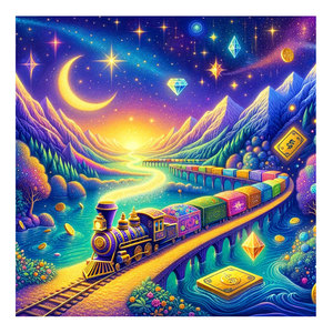 Ever Moment Fairy Dust - Pintura de Diamantes con Diseño de Tren Mágico y Río de Tesoros, Diamantes que Brillan en la Oscuridad, <span class=keywords><strong>Arte</strong></span> en Lienzo ASF2813 - Product Image 1