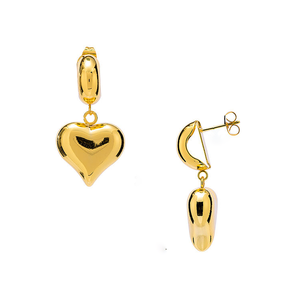 Pendientes de Moda para Mujer en Oro de 18k, Pendientes de Oro en Forma de Lágrima y Corazón, Acero Inoxidable. - Product Image 5