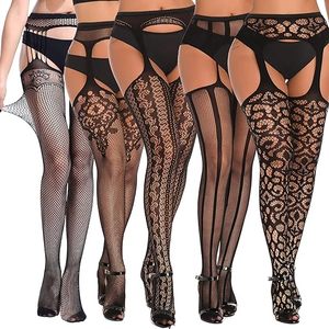 2025 dames collants résille bas taille haute dentelle jarretelle collants avec jarretière bas femmes exotique bonneterie - Product Image 2