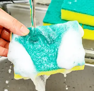 Factory Outlet Double Side Rectangle Sponge Kitchen Cleaning Scouring Pad Scourer Sponge