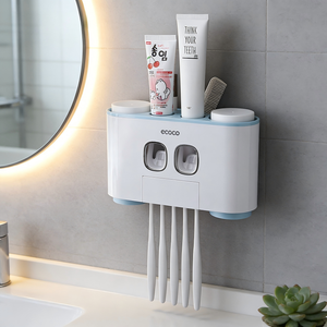 Dispensador Automático de Escova de Dente de Plástico Ecológico KOZIE em Conjunto de Cinco Peças para Montagem na Parede do Banheiro - Product Image 4