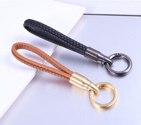 Porte-clés de voiture en alliage de zinc avec tête rotative en forme de balle, en cuir, pour hommes et femmes, portable, compact, durable, souvenir promotionnel
