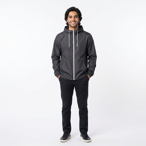 2026 <b>Men's</b> Sport Windbreaker Jacket High Quality Canvas <b>Raincoat</b> with Stand Collar Stylish High Street Style for Spring - Product Image 1