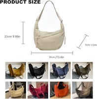 Tas Selempang Wanita BSCI GRS Desain Setengah Bulan Kapasitas Besar Dompet Dumpling Poliester Ringan Tahan Air untuk Luar Ruangan