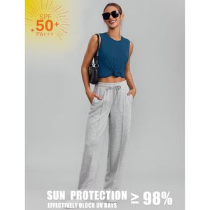 Camiseta Deportiva sin Mangas para Mujer FOXA, Cuello Redondo, Asimétrica, de Secado Rápido, para Yoga, Running, Gimnasio, UPF 50+, Corte Holgado - Product Image 5
