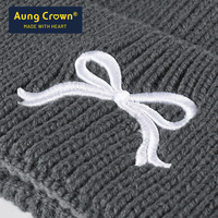 Gorros de Invierno de Punto Cálidos para Exteriores, Gorros Tipo Beanie con Logo Bordado de Lazo de Color Sólido Unisex de Alta Calidad al por Mayor