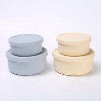 Ensemble de boîtes à lunch empilables en silicone pur, style minimaliste, deux pièces, avec bol pour bébé et couvercle hermétique
