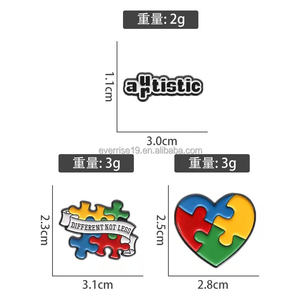 自閉症認識カラフルなハートフリーメーソンブローチ赤イエローブルーグリーンメタルピン鋳造UVブラックニッケル卒業用ハロウィン - Product Image 6