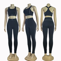 Conjunto de Yoga de 2 Piezas para Mujer, Cintura Alta y Levanta Glúteos, Bra Deportivo de Alta Elasticidad y Leggings, Traje de Compresión para Verano, Ideal para Correr