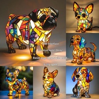 Ornamen Resin Seri Anjing Baru Lintas Negara Lampu Malam LED Patung Hewan Seni Dekorasi Meja Rumah Kreatif