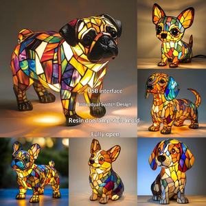Nueva Serie de Adornos de Resina con Forma de Perro, Lámpara Nocturna LED, Estatua de Animal Artística, Decoración Creativa para el Hogar y Escritorio - Product Image 2