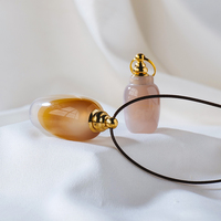 Bouteille de parfum en pierre naturelle agate noire, pendentif en cristal, collier de pierres précieuses énergétiques, bijoux