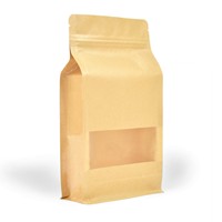 Op maat gemaakte vochtbestendige kraftpapieren zak met ritssluiting, food grade, voor noten, snacks, gedroogd fruit, verpakking, platte bodem, papieren zak voor voedsel