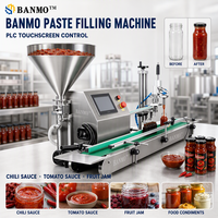 Machine de remplissage de pâte PLC de bureau ANMO, pompe magnétique servo pour sauce chili, écran tactile, convoyeur, acier inoxydable 316, buse unique