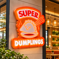 Enseigne néon LED personnalisée pour Dumpling House, comptoir de vente à emporter de cuisine chinoise, panneau mural LED en PVC expansé pour intérieur