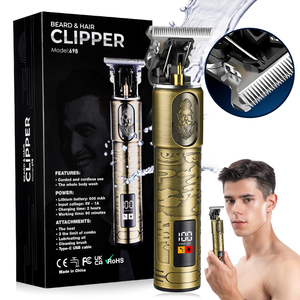 <span class=keywords><strong>Tondeuse</strong></span> professionnelle rechargeable pour cheveux et corps avec écran LCD Lame en T en acier inoxydable pour la maison et l'hôtel Gravure USB Hommes - Product Image 2