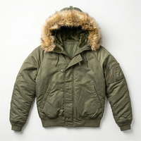 Chaqueta Bomber TOPSHOW Personalizada con Cierre, de Algodón y Nailon, Estilo Vintage, con Forro de Piel Sintética, para Aviador, Piloto, Invierno, para Hombre