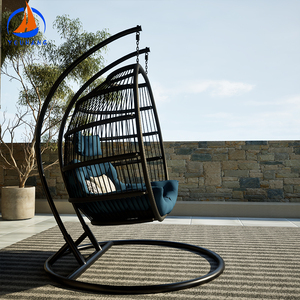 Hamac Balancoire Rotin 2024 Fauteuil œuf suspendu pour balcon en métal et rotin avec support - Product Image 1