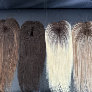 ท็อปเปอร์ผมแท้แบบบางพิเศษ ราคาส่ง ถักด้วยมือ ตาข่ายสวิส <span class=keywords><strong>ทรง</strong></span>ตัวทีเล็ก <span class=keywords><strong>ผม</strong></span>ตรง สำหรับผู้หญิง - Product Image 5