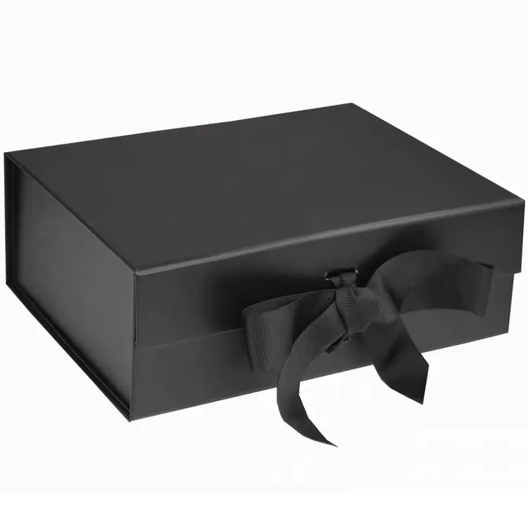 Personnalisé Vide Carton Petit Noir Cajas De Regalo Pliable Magnétique Fermeture Coffrets Cadeaux Avec Couvercles Pour Présent