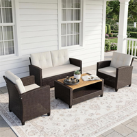 Ensemble de meubles de patio en osier résistant aux intempéries, canapé de patio extérieur avec table pour cour, terrasse, jardin