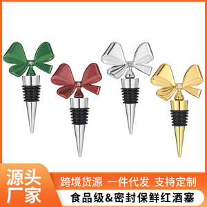 <b>Wine</b> <b>Stoppers</b> Bow Knot Zinc Alloy Gold Silver Red Green Food Grade Silicone Seal Bottle <b>Stopper</b> For <b>Wine</b> Beer Tea - Product Image 5