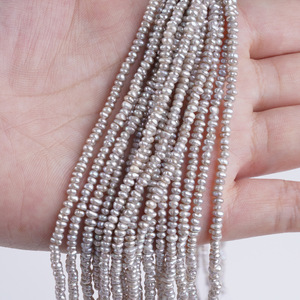 Zhuji <b>Pearl</b> Wholesale Natural Freshwater Gray Flat <b>Pearl</b> String 18cm 2.5-3mm for DIY Jewelry White <b>Loose</b> <b>Pearls</b> - Product Image 3