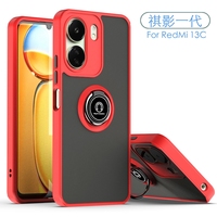 Étui de téléphone pour Xiaomi Redmi 13C Poco C65 avec béquille rotative à 360 degrés, coque arrière en PC transparent givré