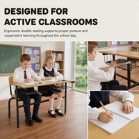 Ensemble de bureau et chaise double pour étudiants, structure en acier, bureau scolaire durable pour salle de classe