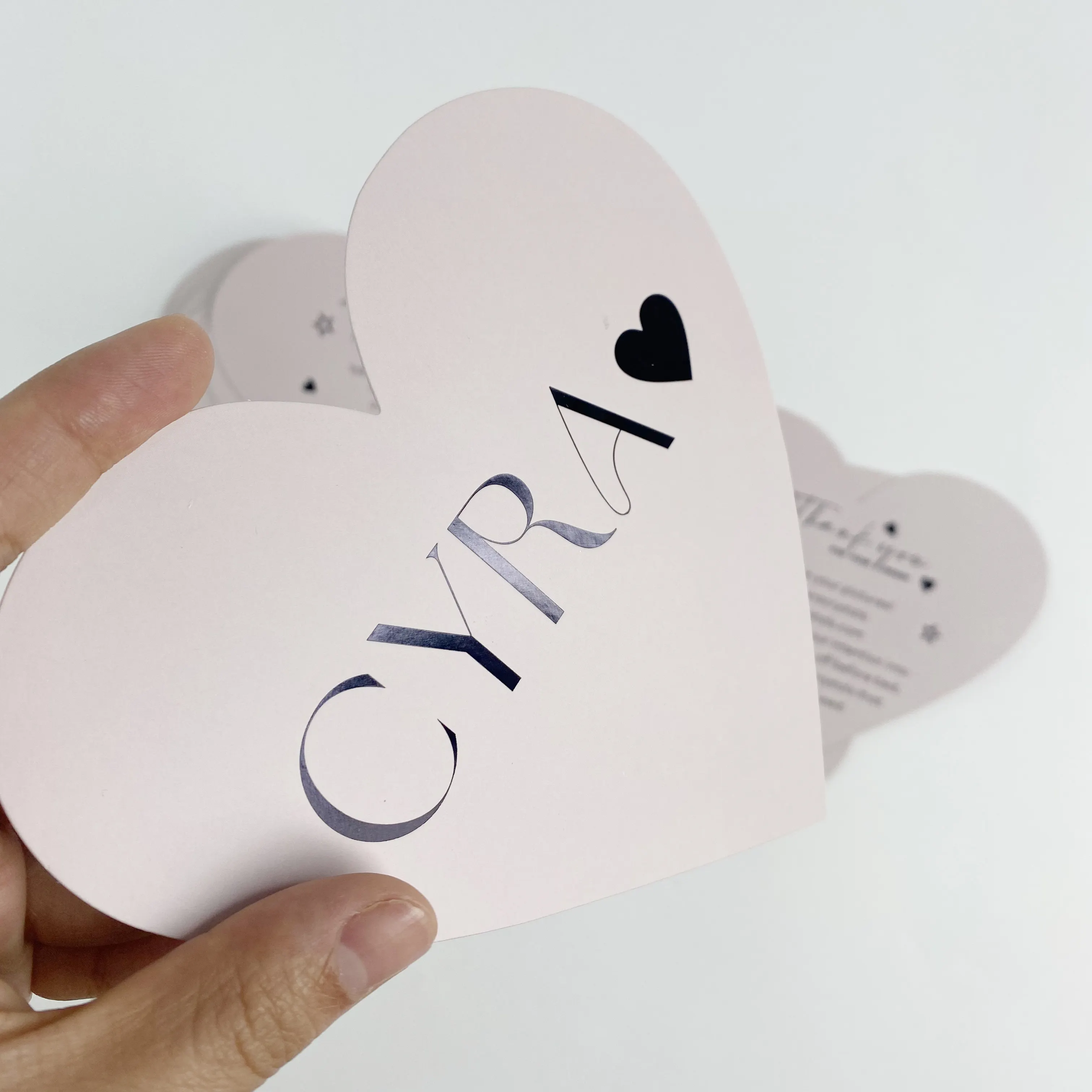 Individuelles Design Papier Herzförmige Geschäfts-Valentinstag blanko Danke-Notiz Karten lustige Grußgeschenkkarte