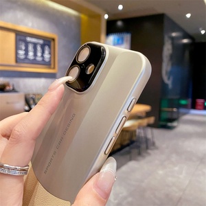 เคสหนังดีไซน์สีตัดกันสำหรับ iPhone 17 12 13 14 15 16 Pro Max พร้อมฟิล์มเลนส์ HD ป้องกันแรงกระแทก ฝาหลังแข็ง PC - Product Image 4