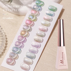 เจลทาเล็บแม่เหล็ก 12 สี แบบตาแมว กลิตเตอร์ประกายแสงจันทร์ สูตรน้ำ ใช้กับยูวี ขนาด 10 มล. สำหรับร้านทำเล็บ - Product Image 4