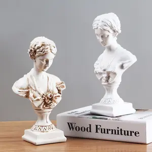 Mini Sculptuur Art Foto Ornament Hars Dame Buste Op Stand Beeldje Standbeeld Slaapkamer Woonkamer Koffie Winkel Decoratie