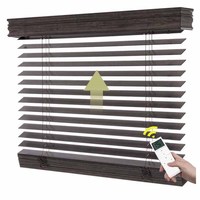 Directo de fábrica, control remoto motorizado, persianas de madera de imitación inalámbricas, cortinas, listón de sombra, persianas de madera venecianas para ventanas