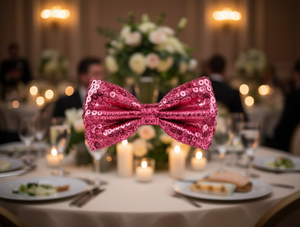 Papillon con Paillettes Rosso Rosa, Accessorio per Feste - Product Image 2